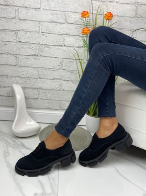 Женские туфли черные на протекторной подошве натуральная замша TOTIS 1-2, 41, деми, натуральная кожа