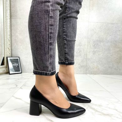 Женские туфли черные на устойчивом каблуке натуральная кожа TREND 2-4, 40, деми, натуральная кожа