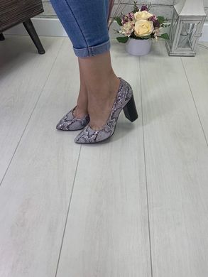 Женские туфли серые на устойчивом каблуке натуральная кожа TREND 1-2, 40, деми, натуральная кожа