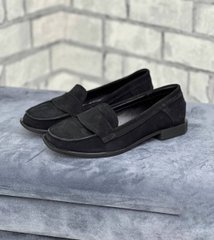 Женские туфли-лоферы на низком ходу черные натуральная замша ADINA 1-4, 36, деми, натуральная кожа