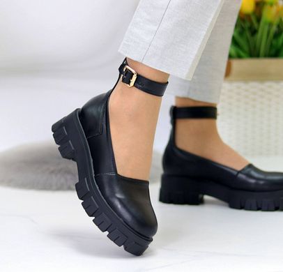 Женские туфли черные на платформе черные натуральная кожа ANNA 1-2, 41, деми, натуральная кожа