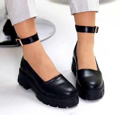 Женские туфли черные на платформе черные натуральная кожа ANNA 1-2, 36, деми, натуральная кожа
