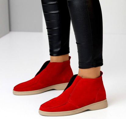 Женские ботинки красные на низком ходу натуральная замша KOSA 1-6, 41, деми, натуральная кожа
