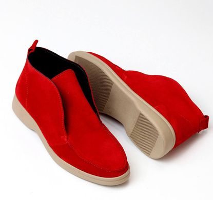 Женские ботинки красные на низком ходу натуральная замша KOSA 1-6, 41, деми, натуральная кожа