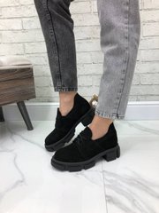 Жіночі туфлі на платформі чорні натуральна замша BRENDA 1-4, 41, деми, натуральна шкіра
