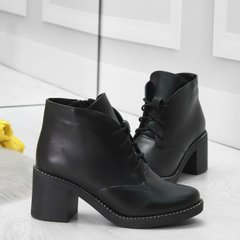 Женские ботильоны черные на шнурках и невысоком каблуке натуральная кожа AR 1-1, 41, деми, байка