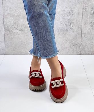 Женские туфли - лоферы на платформе с цепью натуральная замша SETA 2-3, 41, деми, натуральная кожа
