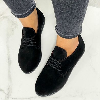 Женские туфли черные на низком ходу натуральная замша KENYA 1-3, 41, деми, натуральная кожа