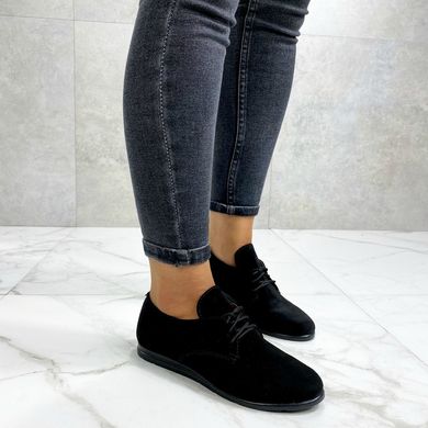 Жіночі туфлі чорні на низькому ходу натуральна замша KENYA 1-3, 41, деми, натуральна шкіра