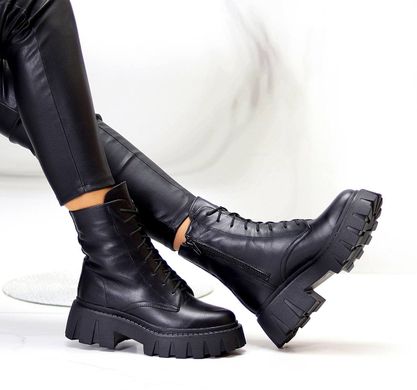 Жіночі черевики на шнурках на високій платформі натуральна шкіра SOFAT 1-1, 41, деми, байка