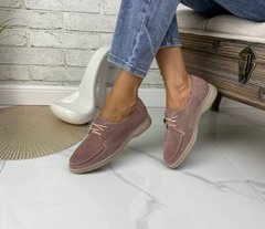 Жіночі туфлі на низькому ходу на шнурках натуральна замша TR 1-2, 41, деми, натуральна шкіра
