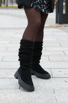 Жіночі чоботи з трикотажним Довяз натуральна замша LOCANA 1-1, 36, зима, набивна вовна