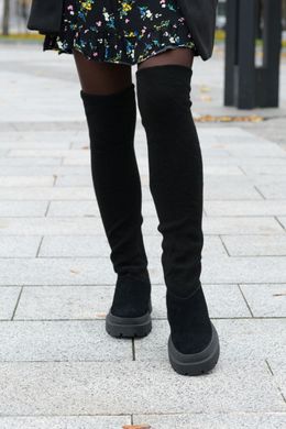 Жіночі чоботи з трикотажним Довяз натуральна замша LOCANA 1-1, 36, зима, набивна вовна