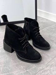 Женские ботинки черные не высокий каблук натуральная замша SONA 2-2, 41, деми, байка