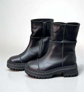 Високі жіночі черевики на низькому ходу натуральна шкіра VIKA 1-3 10274-41 фото
