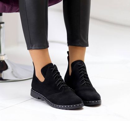 Женские ботинки на низком ходу черные натуральная замша TOR 1, 41, деми, натуральная кожа
