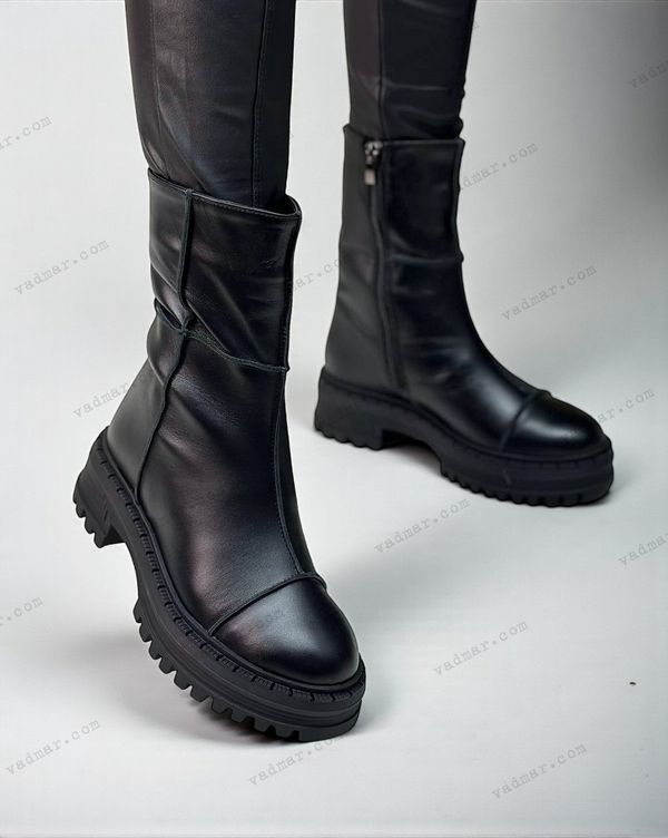 Женские высокие ботинки на низком ходу натуральная кожа VIKA 1-3 10274-41 фото