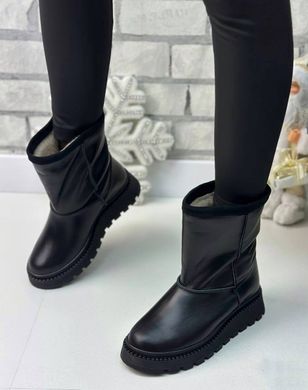 Жіночі зимові чорні чоботи-уггі натуральна шкіра RIGA 1-1, 41, деми, набивна вовна