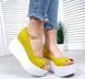 Жіночі туфлі жовті з відкритим носком на танкетці натуральна замша SOLO 1-5, 36, літо, натуральна шкіра