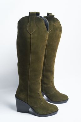 Високі жіночі чоботи - козаки на підборах натуральна замша KAZAK 1-2, 40, деми, байка