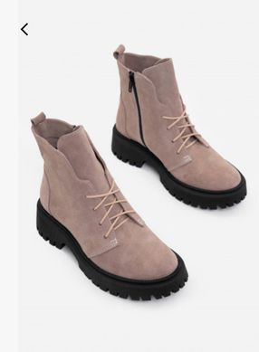 Жіночі черевики на шнурках натуральная замша RIZA 2-2, 36, зима, набивна вовна