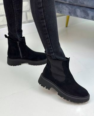 Жіночі черевики челсі на платформі зі шнурками натуральна замша DAFI 1-3, 36, зима, набивна вовна