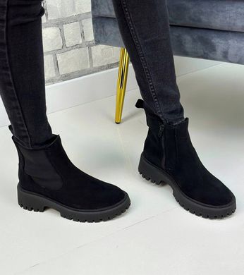 Жіночі черевики челсі на платформі зі шнурками натуральна замша DAFI 1-3, 36, зима, набивна вовна
