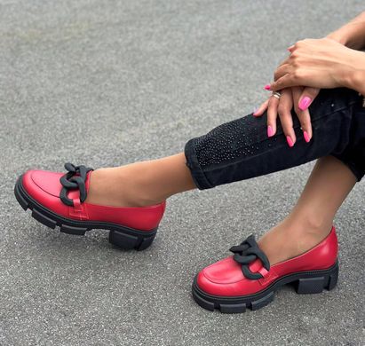 Женские туфли - лоферы на платформе с цепью натуральная кожа DEDA 1-3, 41, деми, натуральная кожа