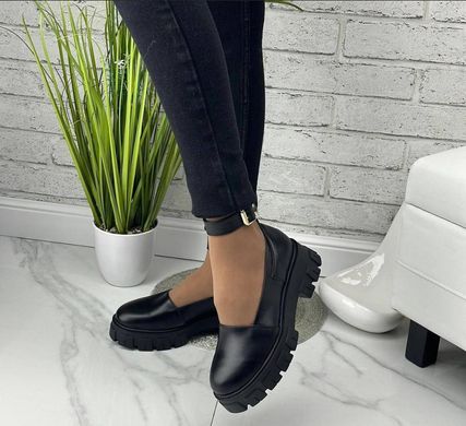 Жіночі туфлі чорні на платформі натуральна шкіра VIKA 1-2, 36, деми, натуральна шкіра