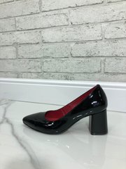 Женские туфли черные на устойчивом каблуке натуральный лак TREND 2-5, 40, деми, натуральная кожа