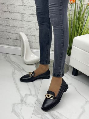 Жіночі туфлі - лофери з ланцюгом на низькому ходу чорні натуральна шкіра MAXME 1-1, 41, деми, натуральна шкіра