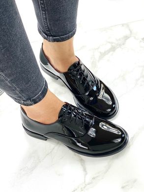 Жіночі лакові туфлі чорні на шнурках DANI 2-3, 41, деми, натуральна шкіра