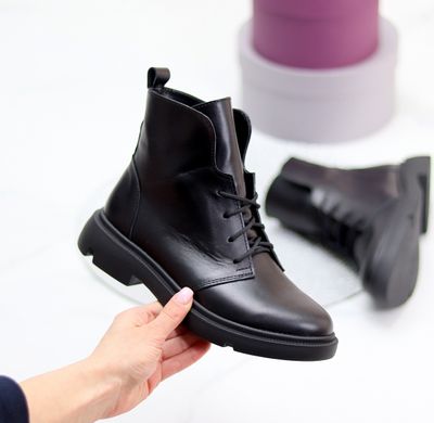 Жіночі черевики на низькому ходу на шнурках натуральна шкіра ELINA 3-1, 36, зима, набивна вовна