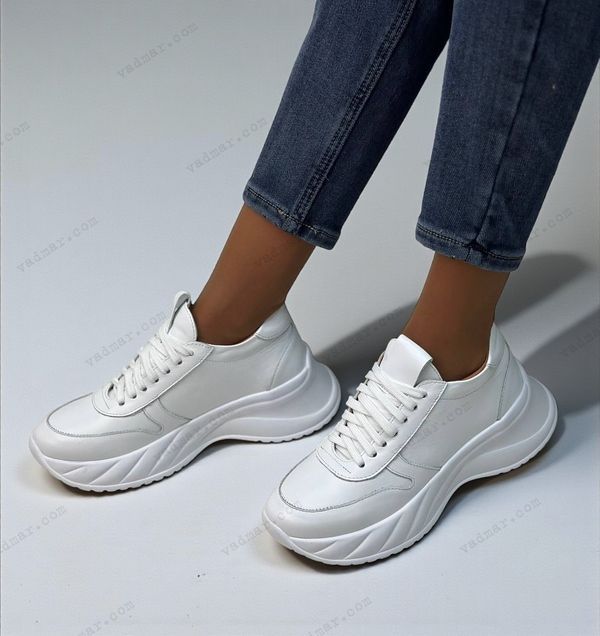 Женские кроссовки на фигурной платформе натуральная кожа KANI 1-3 55030-36 фото