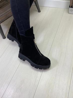 Женские ботинки черные на массивной подошве натуральная замша PATRI 1-6, 36, зима, набивная шерсть