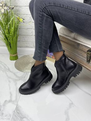 Жіночі черевики челсі чорні на низькому ходу натуральна шкіра BERTA 1-1, 41, деми, байка