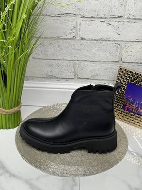 Женские ботинки челси черные на низком ходу натуральная кожа BERTA 1-1, 36, зима, набивная шерсть