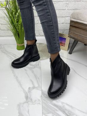 Жіночі черевики челсі чорні на низькому ходу натуральна шкіра BERTA 1-1, 41, деми, байка