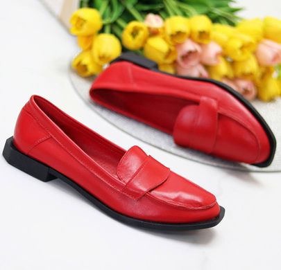 Женские туфли-лоферы на низком ходу красные натуральная кожа DAISY 2-1, 36, деми, натуральная кожа