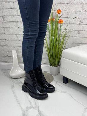 Жіночі черевики на шнурках натуральний лак ZARI 1-1, 36, зима, набивна вовна