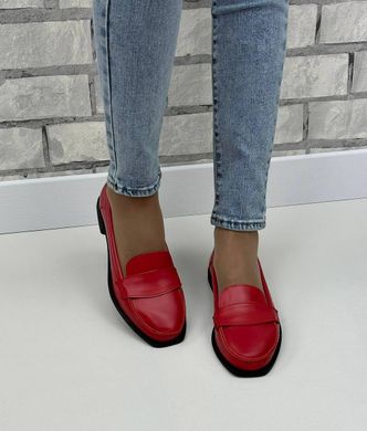 Женские туфли-лоферы на низком ходу красные натуральная кожа ADINA 2-1, 41, деми, натуральная кожа