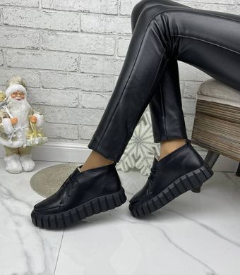 Женские ботинки на платформе черные натуральная кожа ALA 1-2, 36, зима, набивная шерсть