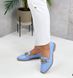 Женские туфли - лоферы с цепью на низком ходу голубые натуральная кожа MAXME 2-3, 41, деми, натуральная кожа