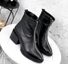 Жіночі черевики чорні на каблуці натуральна шкіра SOFA 1-1, 41, деми, байка