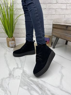 Женские ботинки - хайтопы черные на платформе натуральная замша TOPI 1-3, 41, деми, байка