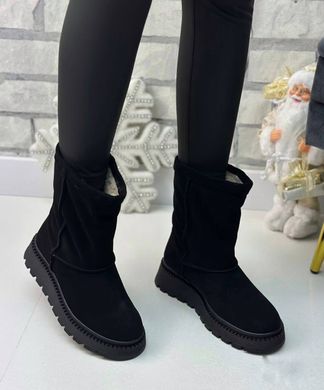 Жіночі зимові чорні чоботи-уггі натуральна замша RIGA 1-2, 36, деми, набивна вовна