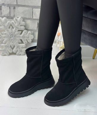 Жіночі зимові чорні чоботи-уггі натуральна замша RIGA 1-2, 41, деми, набивна вовна