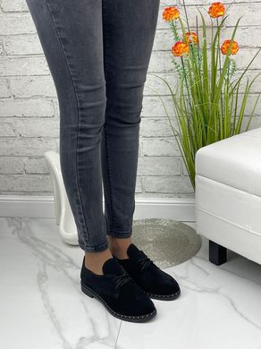 Женские туфли на низком ходу на шнурках черные натуральная замша NIDA 1-2, 41, деми, натуральная кожа