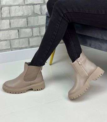 Жіночі черевики челсі на платформі зі шнурками натуральна шкіра DAFI 1-2, 36, зима, набивна вовна