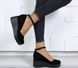 Женские туфли черные на танкетке натуральная замша RINA 12, 36, деми, натуральная кожа